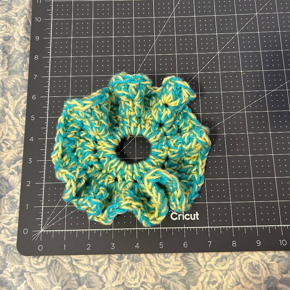 New Handmade Crochet RUFFLE Scrunchie Extra Large Oversized Hair Tie SUN & WAVES